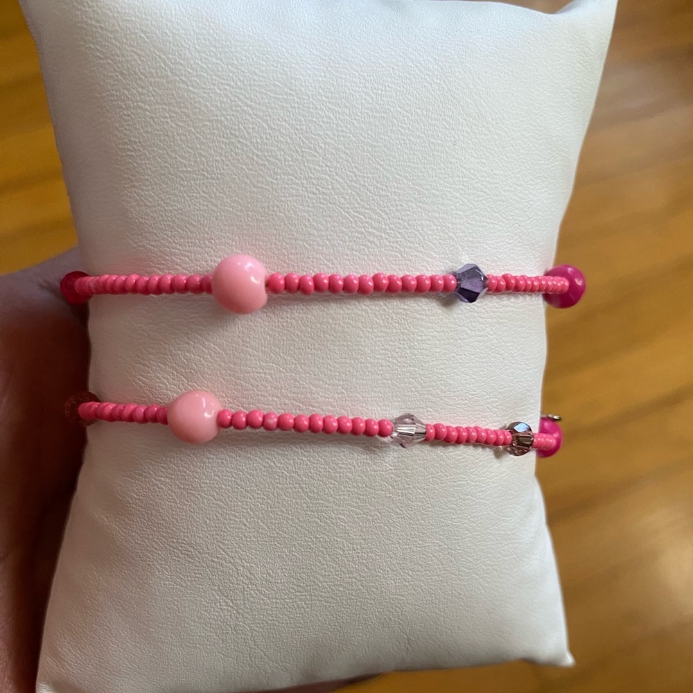 memory wired Pink women’s Beaded Bracelet Set